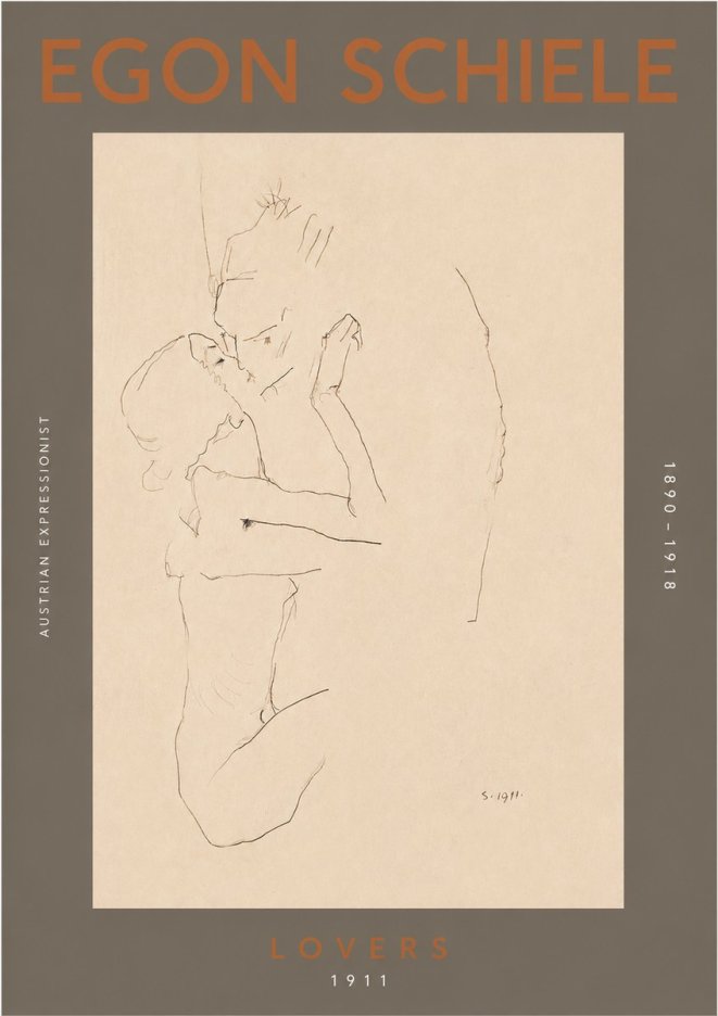 Schiele Lovers No4 - Affiche