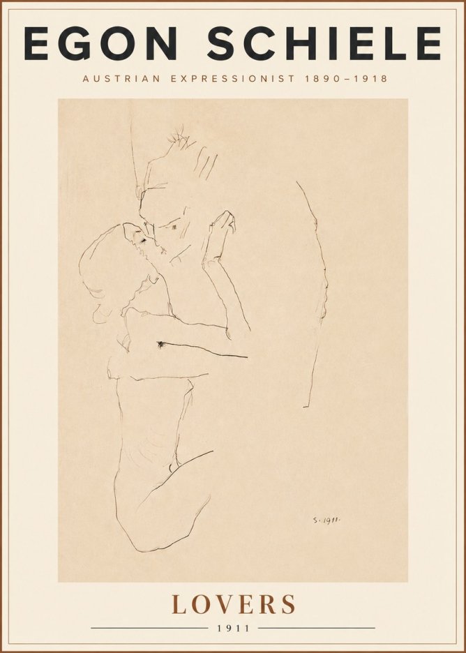 Schiele Lovers No5 - Affiche