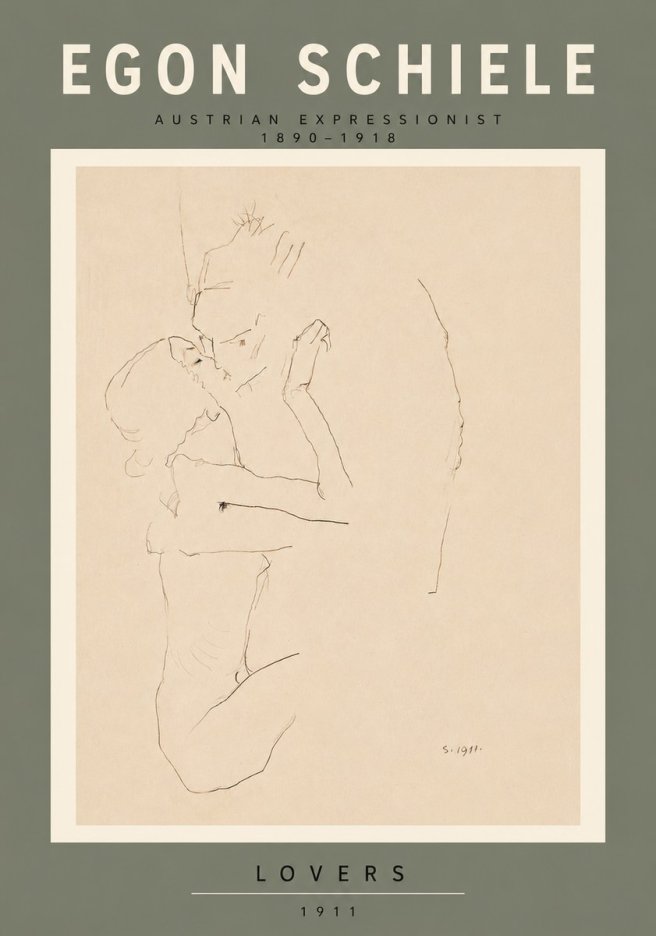 Schiele Lovers No6 - Affiche