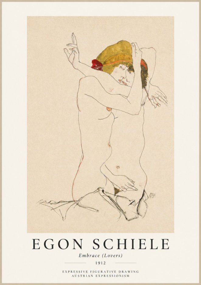 Schiele Embrace (Lovers) No1 - Affiche