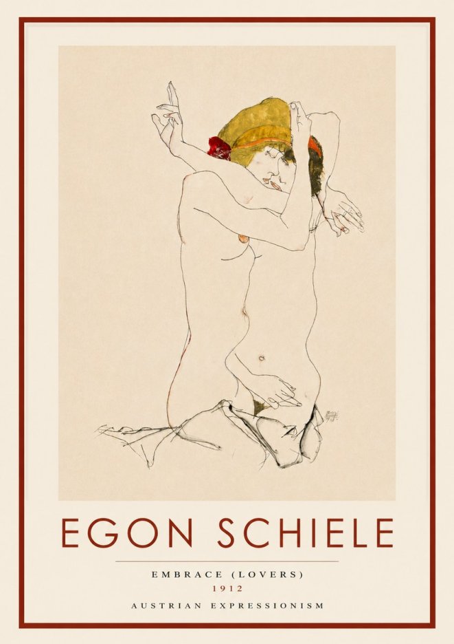 Schiele Embrace (Lovers) No3 - Affiche