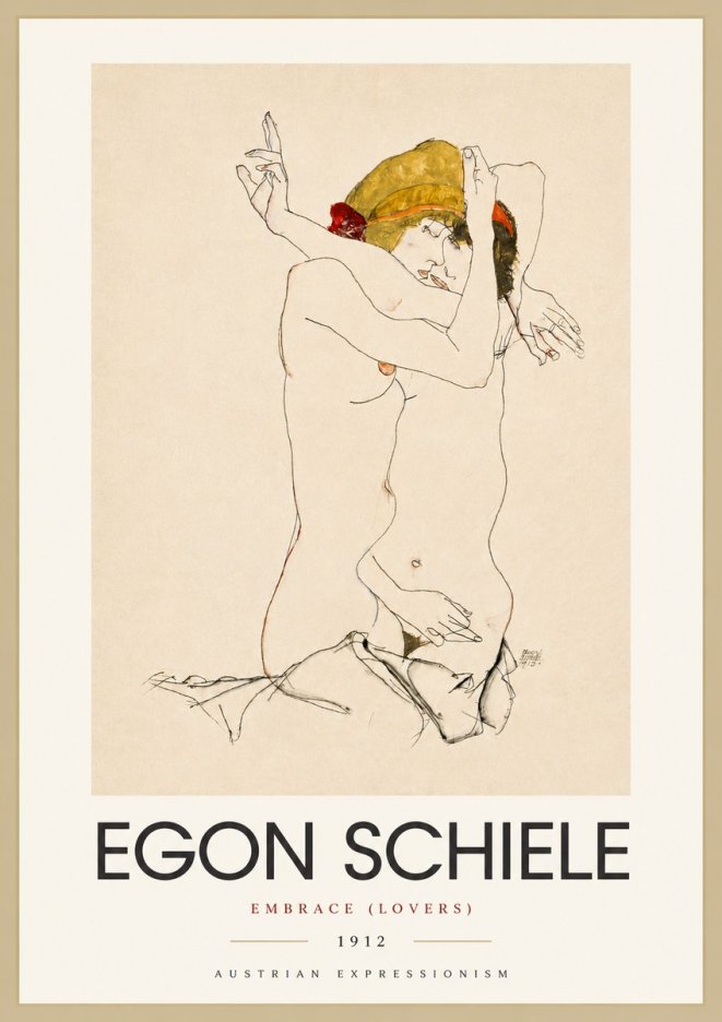 Schiele Embrace (Lovers) No4 - Affiche