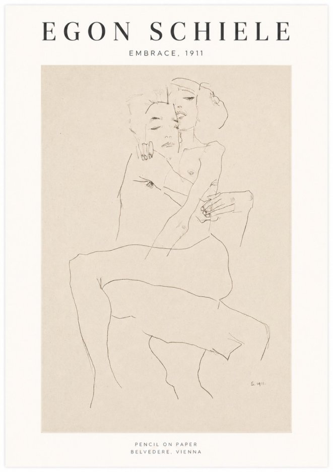 Schiele Embrace, 1911 No1 - Affiche