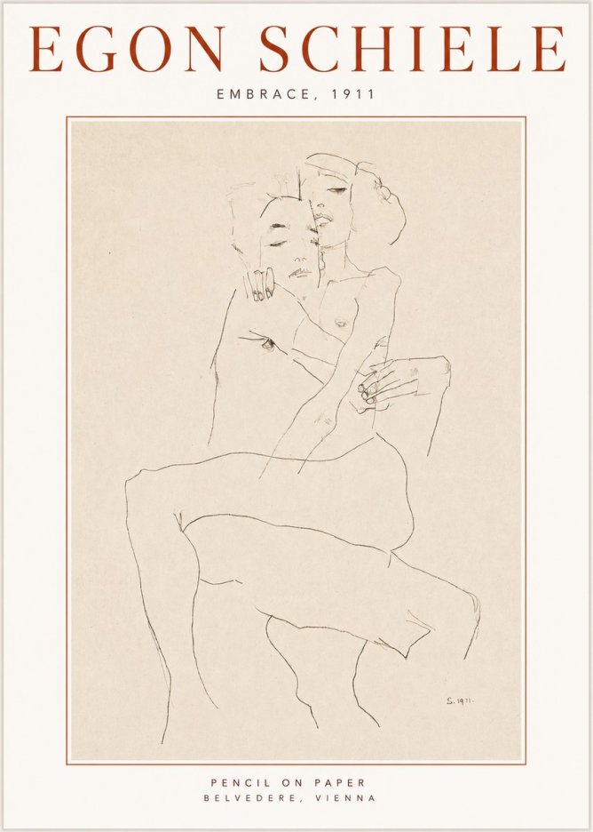 Schiele Embrace, 1911 No3 - Affiche