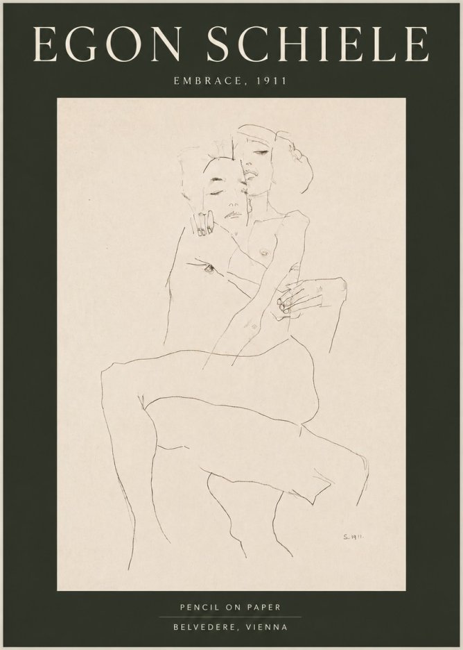 Schiele Embrace, 1911 No4 - Affiche