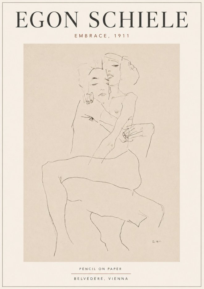 Schiele Embrace, 1911 No5 - Affiche
