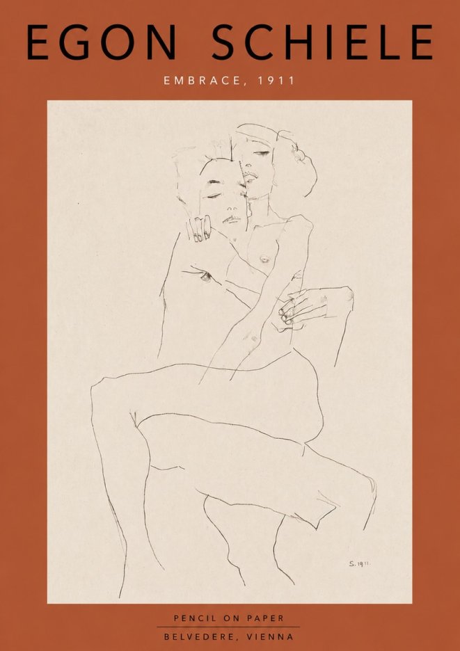 Schiele Embrace, 1911 No6 - Affiche