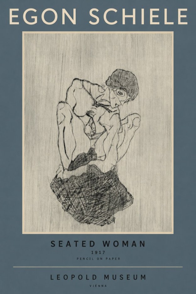 Schiele Seated Woman No2 - Affiche
