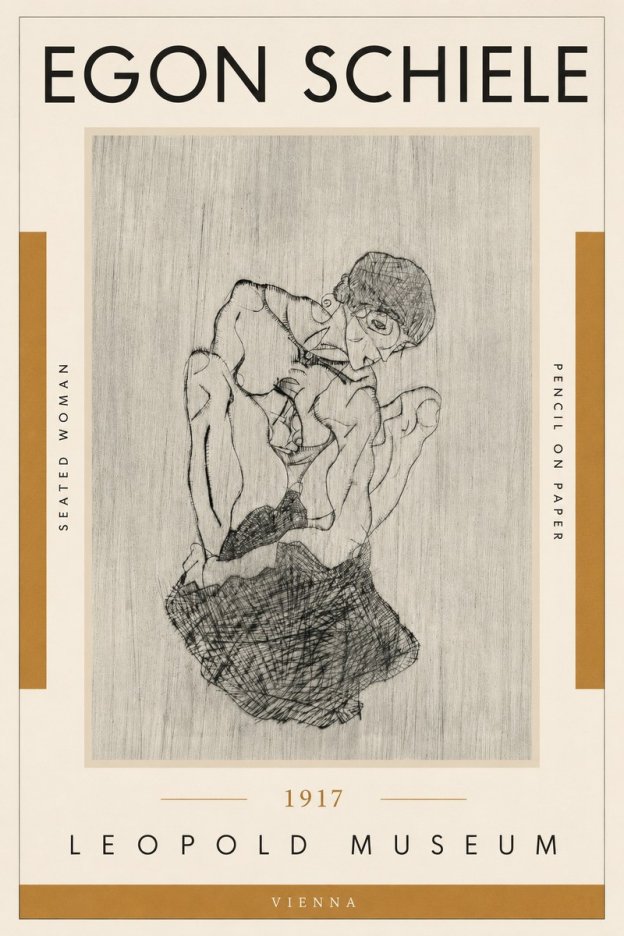 Schiele Seated Woman No5 - Affiche