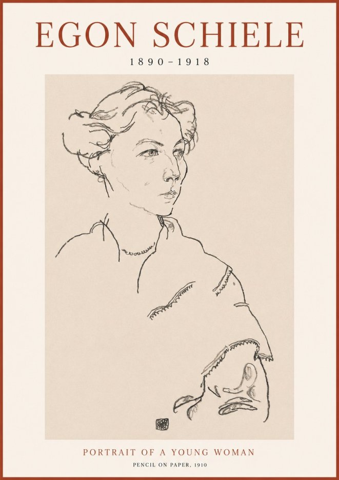Schiele Portrait of a Young Woman No1 - Affiche