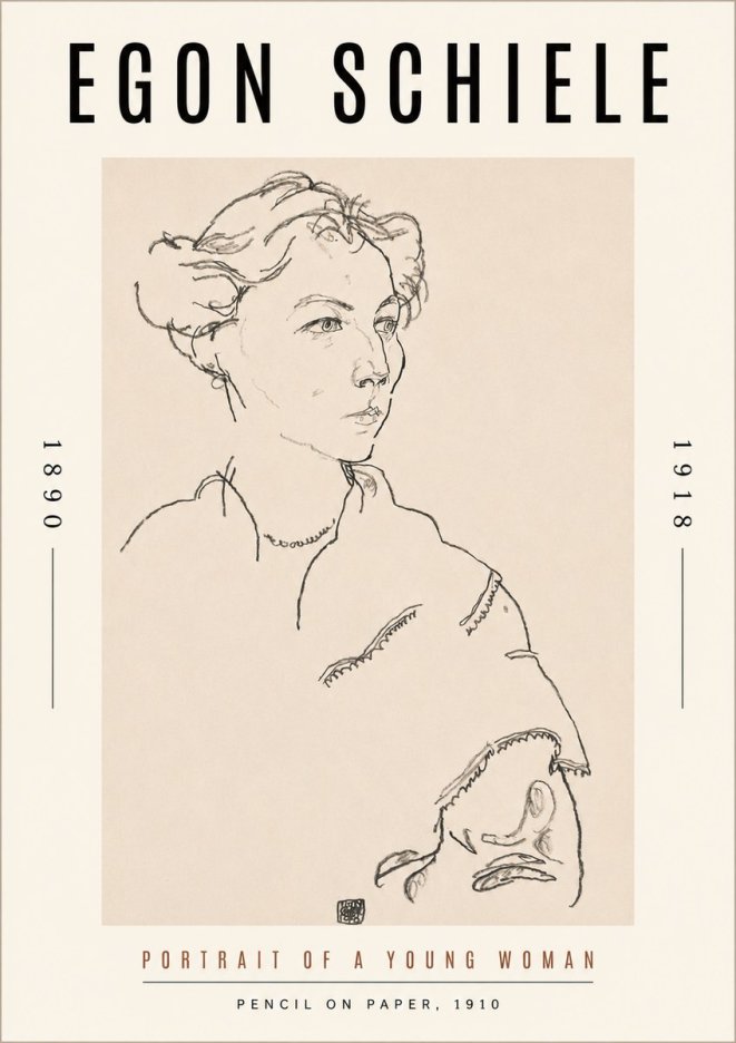 Schiele Portrait of a Young Woman No3 - Affiche