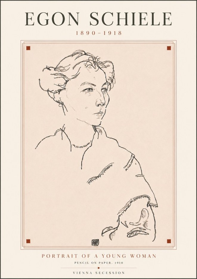 Schiele Portrait of a Young Woman No5 - Affiche
