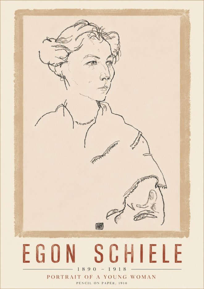 Schiele Portrait of a Young Woman No6 - Affiche
