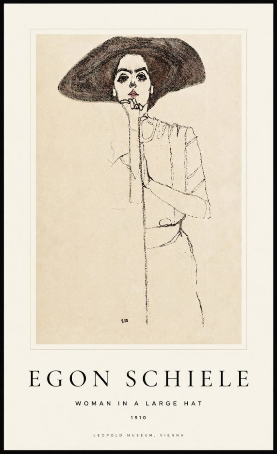 Schiele Woman in a Large Hat No1 - Affiche