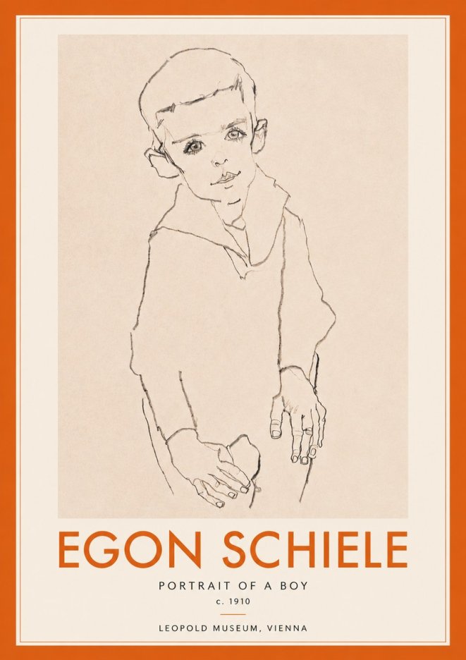 Schiele Portrait of a Boy No4 - Affiche