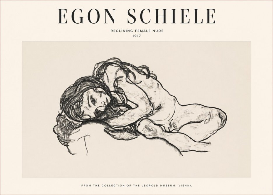 Schiele Reclining Female Nude No1 - Affiche