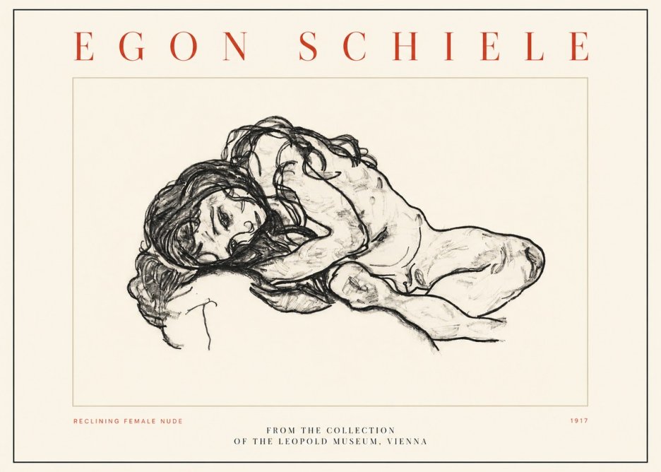 Schiele Reclining Female Nude No2 - Affiche