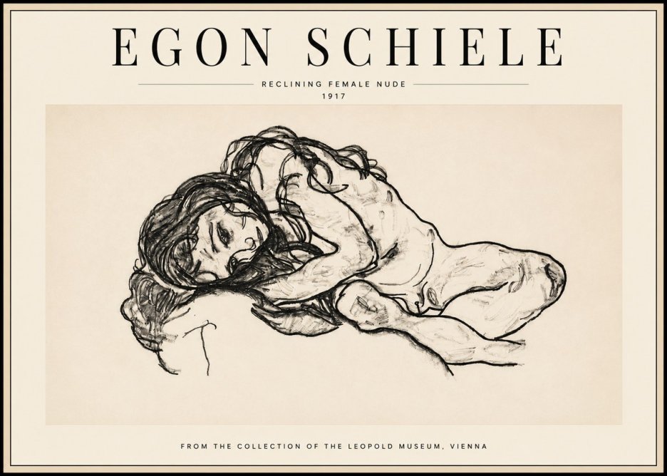 Schiele Reclining Female Nude No3 - Affiche