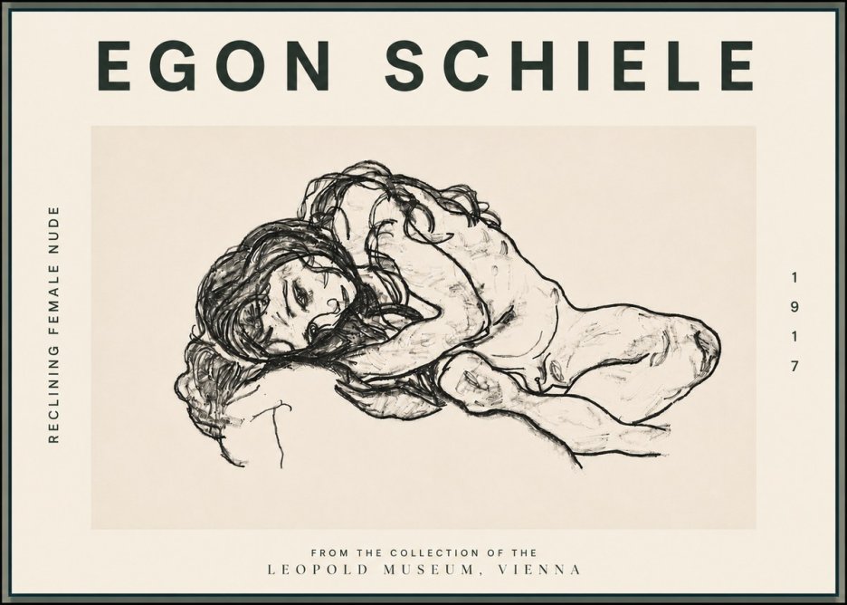 Schiele Reclining Female Nude No5 - Affiche