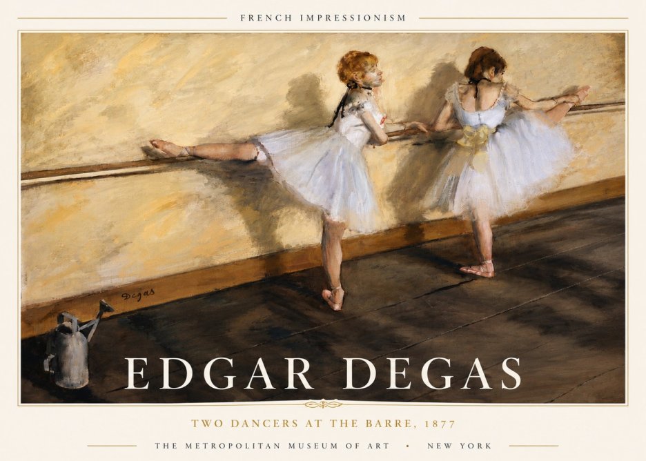 Edgar Degas Two Dancers at the Barre, 1877 No4 - Affiche
