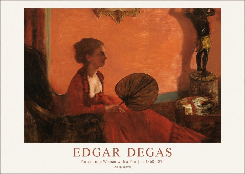 Edgar Degas Portrait of a Woman with a Fan No1 - Affiche