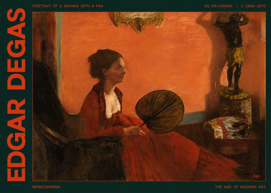 Edgar Degas Portrait of a Woman with a Fan No2 - Affiche