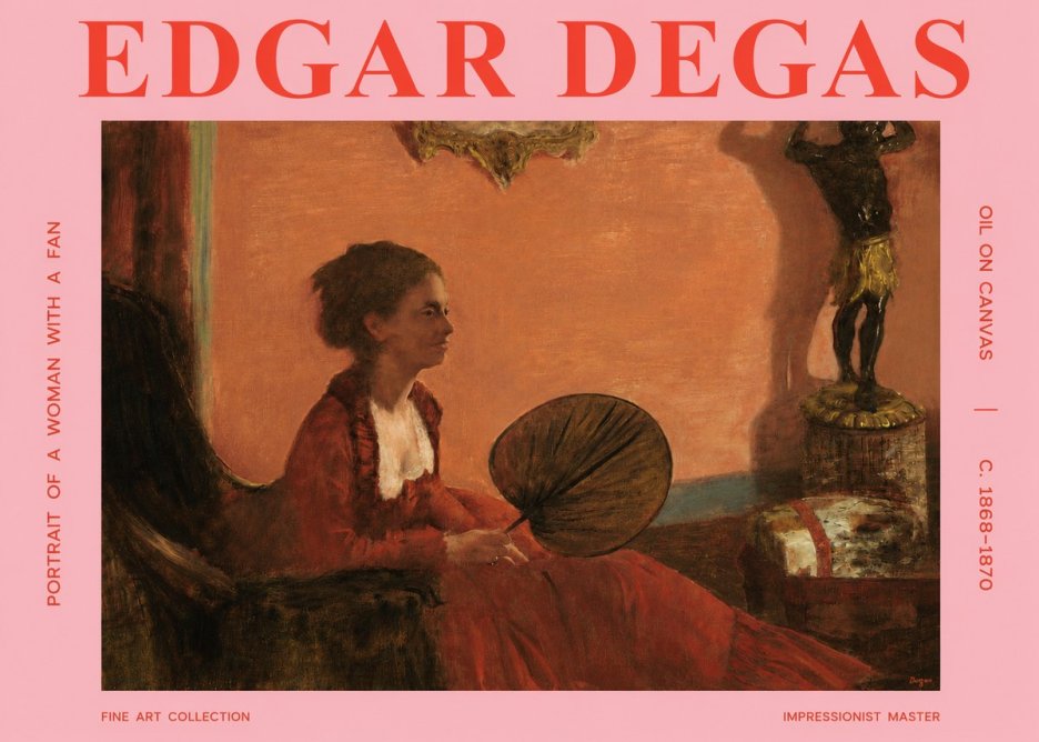 Edgar Degas Portrait of a Woman with a Fan No3 - Affiche