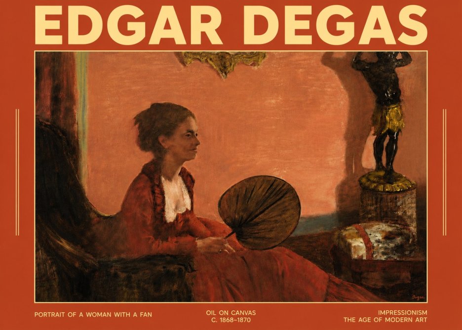 Edgar Degas Portrait of a Woman with a Fan No4 - Affiche