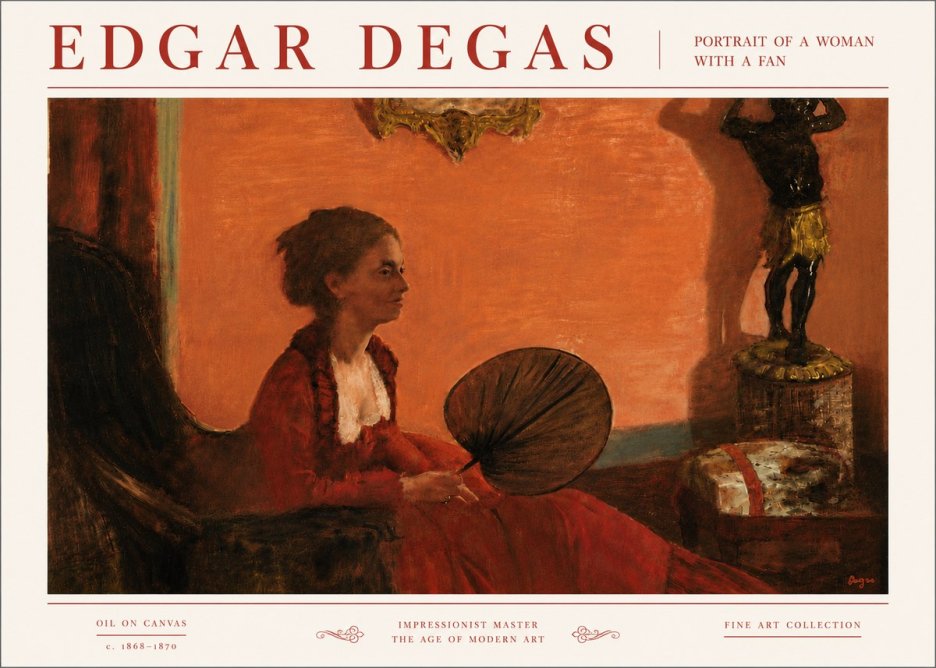 Edgar Degas Portrait of a Woman with a Fan No6 - Affiche