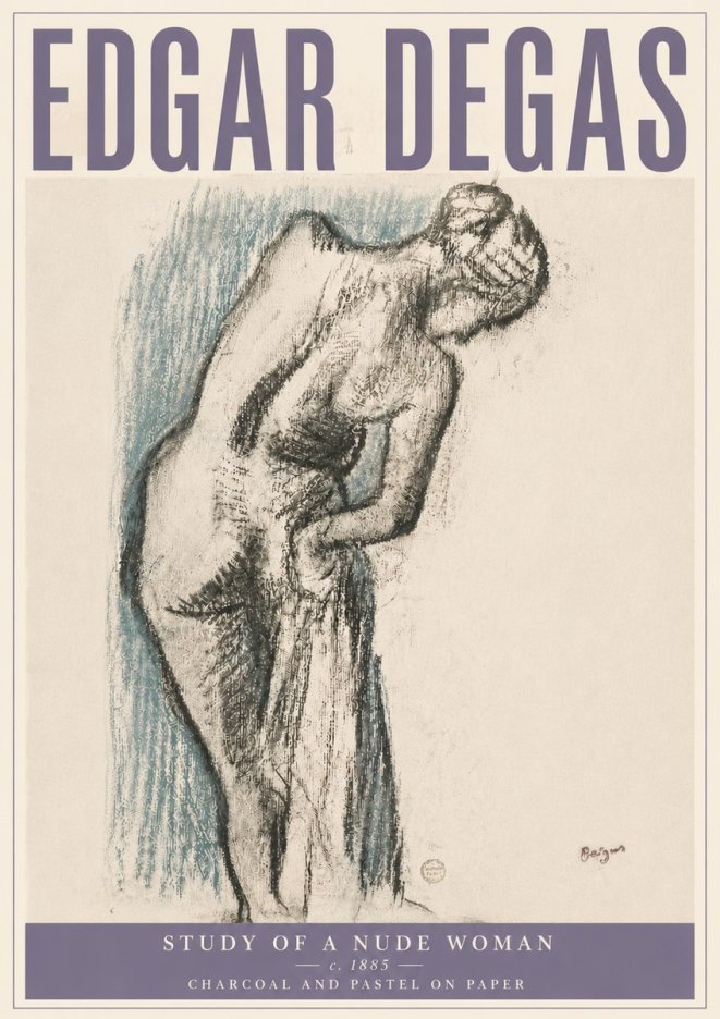 Edgar Degas Study of a Nude Woman II No6 - Affiche