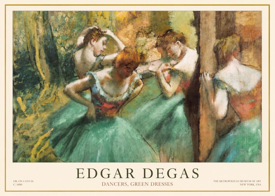 Edgar Degas Dancers, Green Dresses No1 - Affiche