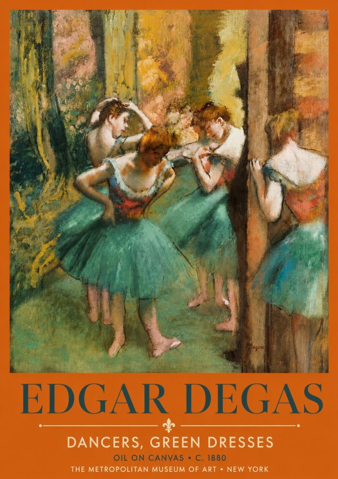 Edgar Degas Dancers, Green Dresses No5 - Affiche