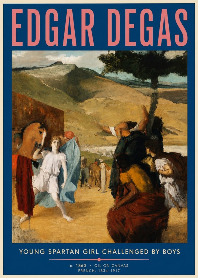 Edgar Degas Young Spartan Girl Challenged by Boys No6 - Affiche