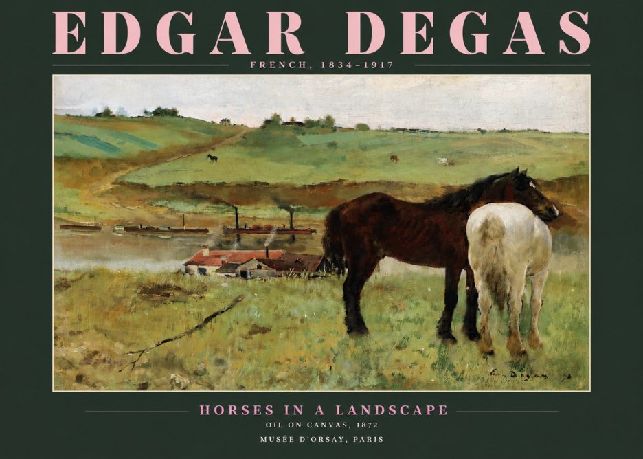 Edgar Degas Horses in a Landscape No3 - Affiche