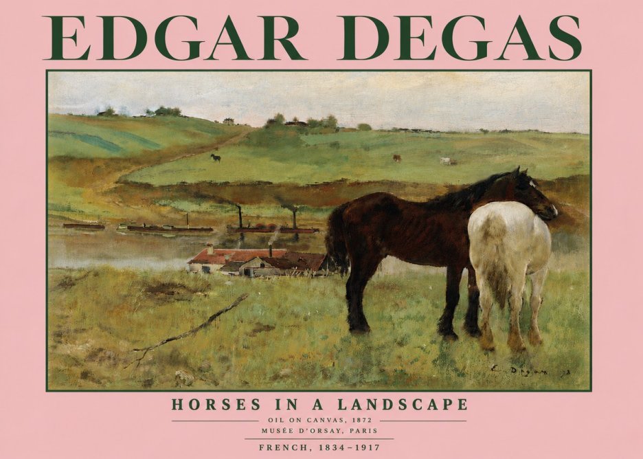 Edgar Degas Horses in a Landscape No5 - Affiche