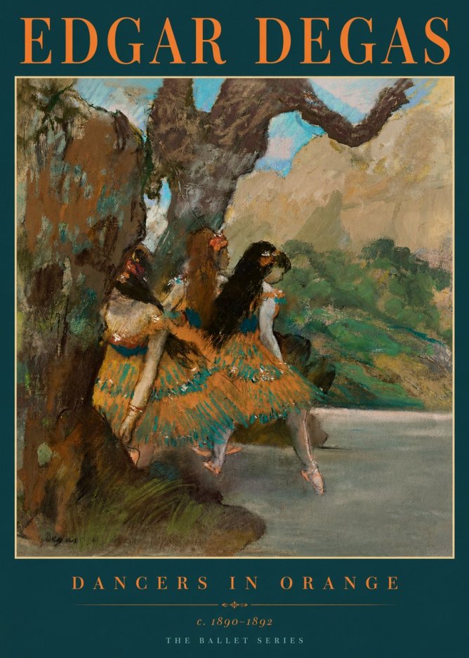 Edgar Degas Dancers in Orange No4 - Affiche