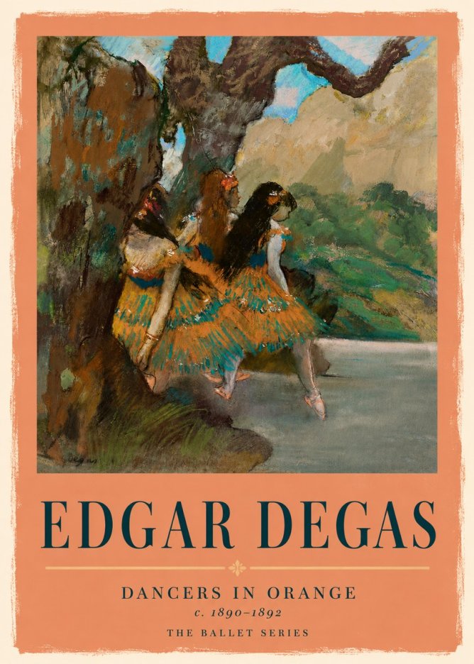 Edgar Degas Dancers in Orange No5 - Affiche
