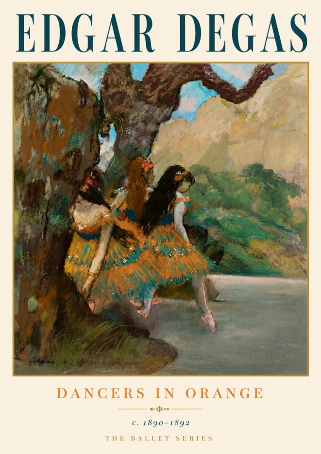 Edgar Degas Dancers in Orange No6 - Affiche