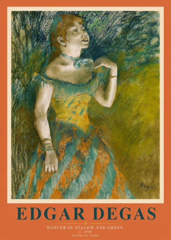 Edgar Degas Dancer in Yellow and Green No3 - Affiche