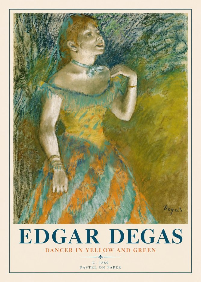 Edgar Degas Dancer in Yellow and Green No4 - Affiche
