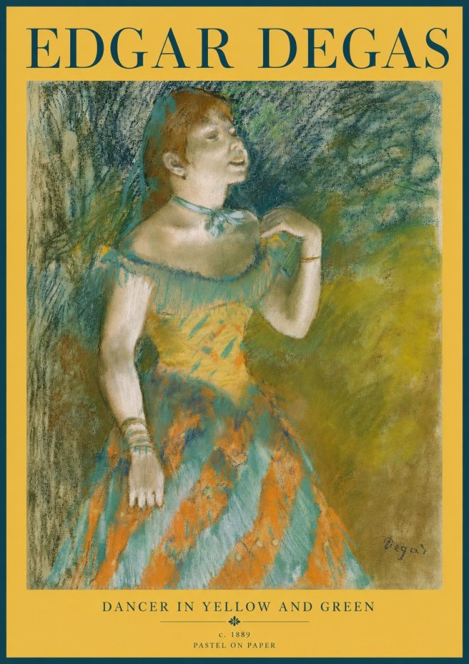 Edgar Degas Dancer in Yellow and Green No5 - Affiche