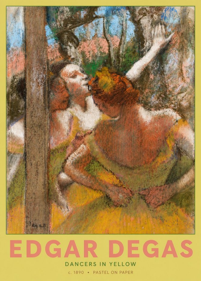 Edgar Degas Dancers in Yellow No4 - Affiche
