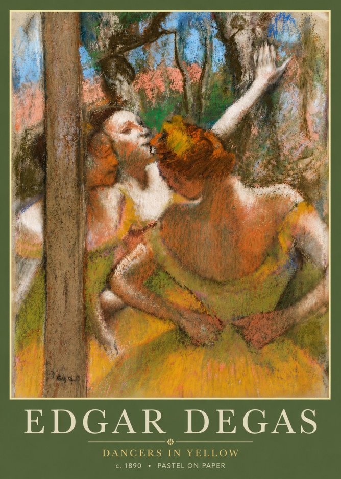 Edgar Degas Dancers in Yellow No5 - Affiche