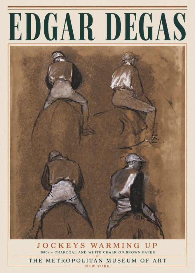 Edgar Degas Jockeys Warming Up No6 - Affiche