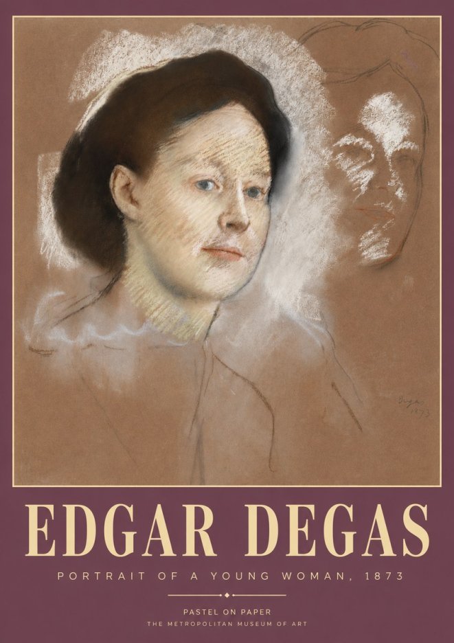 Edgar Degas Portrait of a Young Woman No3 - Affiche