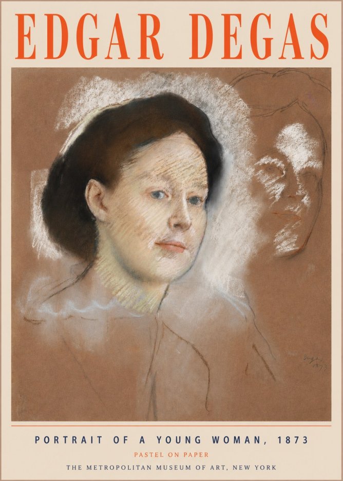 Edgar Degas Portrait of a Young Woman No5 - Affiche