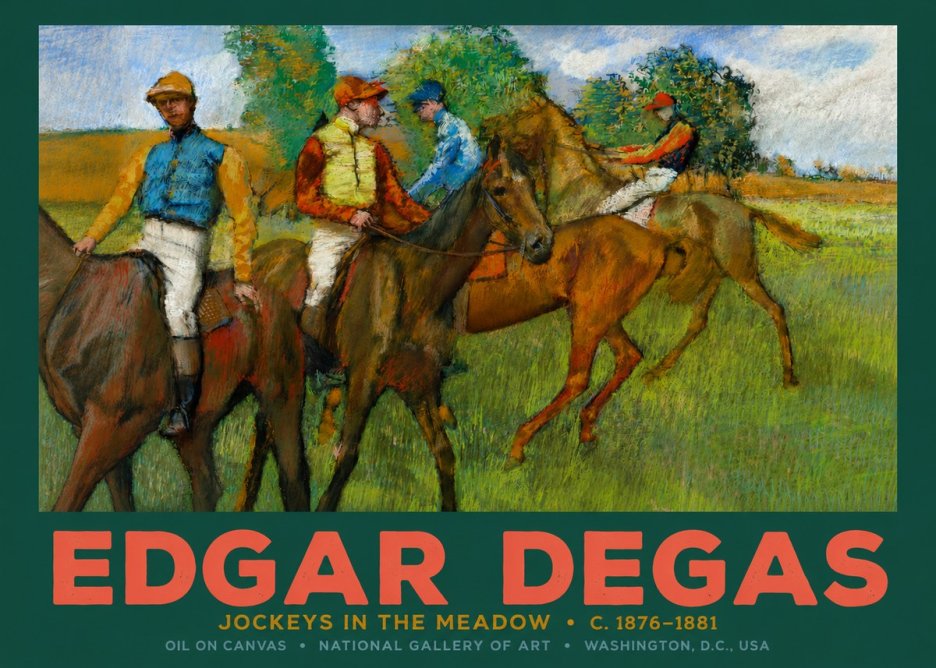 Edgar Degas Jockeys in the Meadow No2 - Affiche