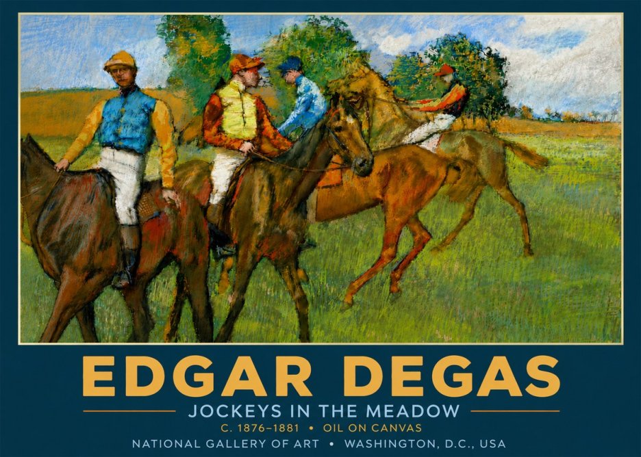 Edgar Degas Jockeys in the Meadow No5 - Affiche