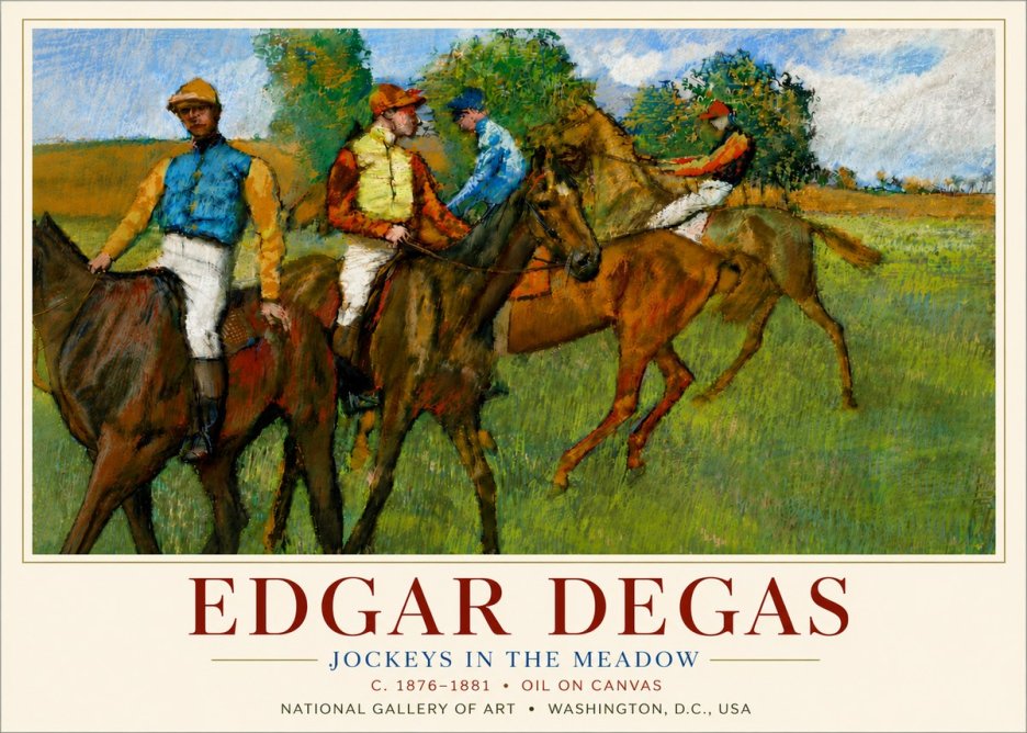 Edgar Degas Jockeys in the Meadow No6 - Affiche