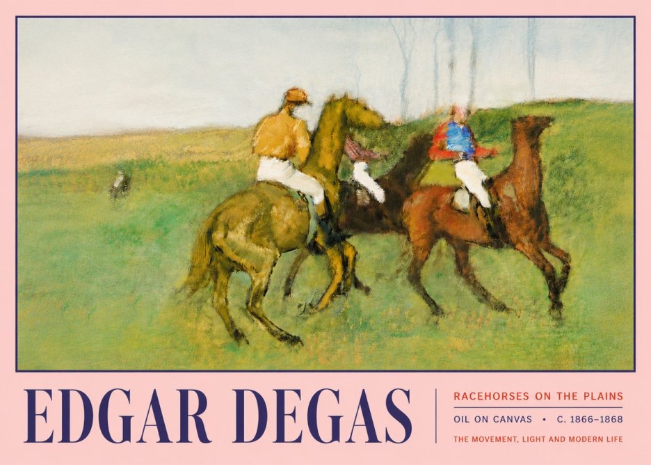 Edgar Degas Racehorses on the Plains No5 - Affiche